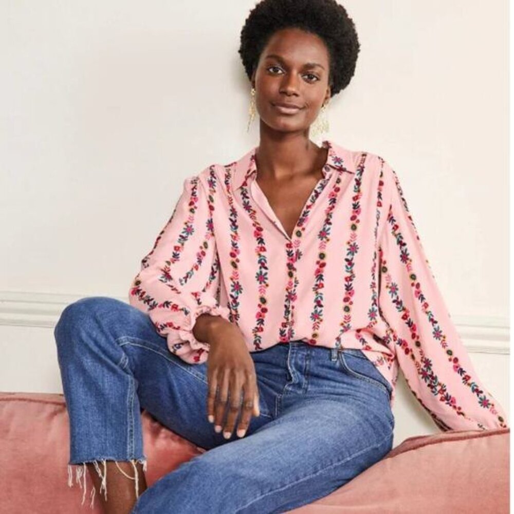 Boden Pink Floral Blouse